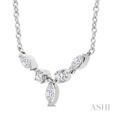 1/3 Ctw Marquise & Round Cut Diamond Necklace in 14K White Gold